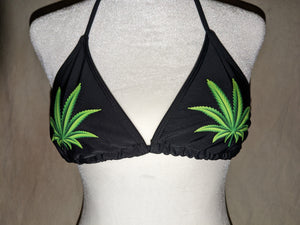 1394 Black Weed Bikini Top